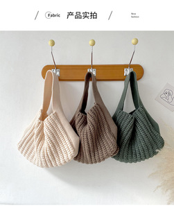 Bolso de Hilo de Lana de Punto Simple, Bolso Pequeño de <span class=keywords><strong>Ganchillo</strong></span> Reciclado, Bolso de Compras Informal para Niño, Coreano, Otoño e <span class=keywords><strong>Invierno</strong></span> - Product Image 2