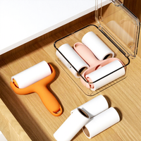 Mini rouleau anti-peluche portable avec boîte de rangement, brosse adhésive réutilisable, brosse anti-poussière et anti-cheveux, rouleau anti-poils d'animaux