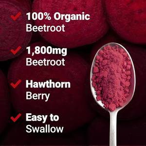 Capsules de racine de betterave certifiées GMP, 1800 mg, aident à maintenir une tension artérielle saine, 90 capsules - Product Image 2