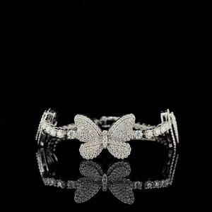 Pulsera de Moissanita Mariposa de 3mm que Pasa la Prueba del Diamante, Plata 925, Lujo, Unisex, Estilo Hip Hop - Product Image 1