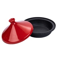 Batterie de cuisine en fonte polie revêtue d'émail pour la maison marmite à tajine marmite à tajine poêle de cuisson avec couvercle en céramique