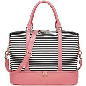 BSCI Factory Women <b>Ladies</b> Tote Canvas Travel Duffel <b>Bags</b> <b>Weekender</b> Overnight <b>Bag</b> with Bottom Shoe Compartment - Product Image 2