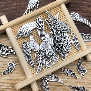 จี้รูปปีกโลหะผสมเงินโบราณ สำหรับทำเครื่องประดับ DIY ชิ้นส่วนโลหะผสมสังกะสีชุบ - Product Image 4