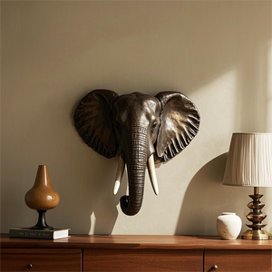Decorazione Murale <span class=keywords><strong>in</strong></span> Taxidermia Personalizzata <span class=keywords><strong>all</strong></span>'Ingrosso, Scultura Artistica per Arredamento Casa, Imitazione <span class=keywords><strong>Testa</strong></span> di <span class=keywords><strong>Elefante</strong></span> <span class=keywords><strong>in</strong></span> Resina - Product Image 2