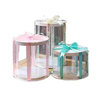 Boîtes à gâteaux miniatures en plastique transparent biodégradable personnalisées, ruban satiné, emballage transparent pour pâtisserie/biscuits, mousse, anniversaire