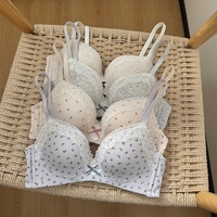 Soutien-gorge sans armatures en dentelle florale style français pour femme, petite poitrine, soutien latéral, respirant, doux, confortable, lingerie
