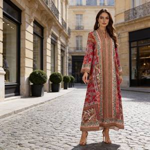 Robe Abaya en Polyester Imprimée Personnalisée de Luxe de Haute Qualité pour Femmes Musulmanes Occasions Spéciales - Product Image 3