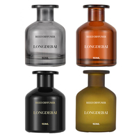 Bouteilles de diffuseur à bâtonnets en verre rondes noires de luxe rechargeables de 150 ml pour arômes et aromathérapie