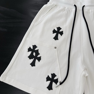 Custom Wholesale High Quality Cotton French Terry Streetwear Y2K Grunge <b>Cross</b> <b>Patch</b> Embroidered Mens Sweat Shorts - Product Image 2