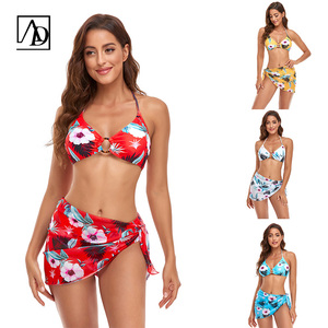 Novos Trajes de Banho de Designer AD <span class=keywords><strong>2026</strong></span> Conjunto Personalizado de 3 Peças Vestido de Praia Maiô de Cor Sólida para Mulheres - Product Image 2