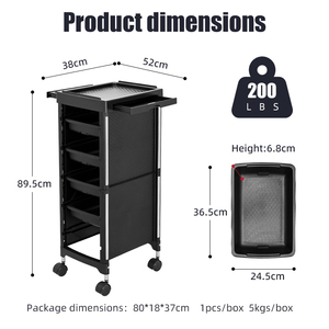 Carrito <span class=keywords><strong>de</strong></span> Peluquería <span class=keywords><strong>de</strong></span> Lujo, Resistente, con Ruedas y Gabinete - Product Image 3