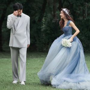 Nuovo <span class=keywords><strong>Abito</strong></span> <span class=keywords><strong>da</strong></span> <span class=keywords><strong>Sposa</strong></span> Blu in Rete Colorata per Coppia, Tema Fotografico, Damigella d'Onore, Prato - Product Image 4