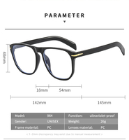 Lunettes de vue carrées de grande taille avec verres UV400 pour hommes