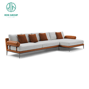 Conjunto de sofá moderno de estilo <span class=keywords><strong>italiano</strong></span>, mueble de salón en forma de L, de cuero, para villa, vestíbulo, sala de estar - Product Image 1