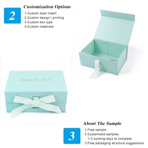 Crown Win Custom Design Eco-friendly Recycled Materials Foldable Magnetic Gift Box Sponge Lining Ribbon Handles for Jewelry - Product Image 2