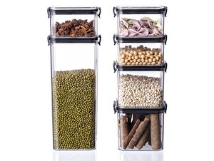 اختيار متعة المطبخ الحيوانات الأليفة البلاستيكية محكمة الغلق الصف الغذاء منظم حاوية قابلة لإعادة الاستخدام مع غطاء - Product Image 4