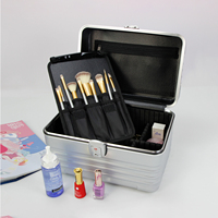 À la mode 13 pouces noir/rouge/argent PC boîte à ongles pour Salon Durable cosmétique organisateur Support personnalisation Portable étui de maquillage