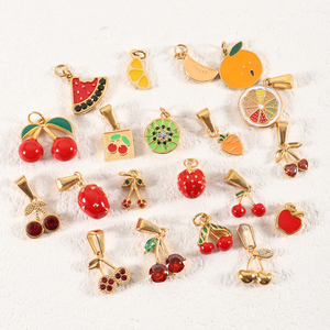 Minimalista Diy COLLAR COLGANTE 18K chapado en oro impermeable esmalte fruta encantos piedra cereza fresa limón encanto colgante - Product Image 1