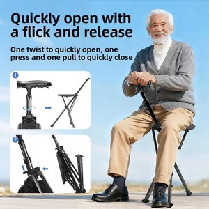 Bastón Silla Plegable Automático Multifuncional para Personas Mayores, Ligero y Portátil, con Asiento, Clase II - Product Image 3