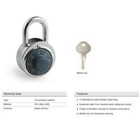 Cadenas à combinaison à 3 chiffres MK710 en acier trempé avec anse de 7 mm, antivol robuste pour casier de gym/école, rangement sécurisé