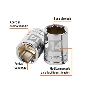 Juego de Llaves de Tubo de 6 Puntas, 14 mm, Accionamiento de 3/8'', Marca TRUPER - Product Image 2