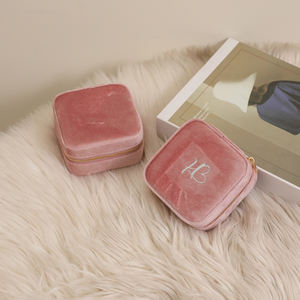 EleQueen Multicolor Velvet Rectangle Jewelry Storage Box Recycled Materials <b>Mirror</b>-Portable Travel Box for Earrings Necklace - Product Image 5