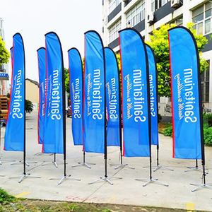 Bandiera a Piuma Resistente con Supporto a Picchetto per Esposizione, Banner Volante per Campagne Pubblicitarie, Bandiere Promozionali Personalizzate a Forma di Lama Antivento - Product Image 2