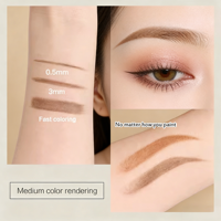 Crayon à sourcils fin à double tête 2-en-1 de vente chaude avec poudre délicate et pinceau à ruban lisse et soyeux pour le maquillage novice
