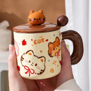 Mug en céramique réutilisable avec poignée en forme de <span class=keywords><strong>chat</strong></span> de dessin animé, compatible lave-vaisselle et micro-ondes, pour <span class=keywords><strong>le</strong></span> bureau, la maison et <span class=keywords><strong>le</strong></span> café - Product Image 4