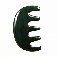 Peigne de massage facial en jade néphrite verte sculpté à la main, lisse, pour acupression et soin des cheveux
