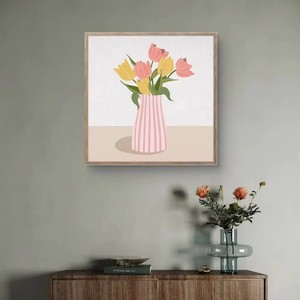 Decal Tường kỹ thuật số gốc với khung cho phòng khách hiện đại trừu tượng hoa vải nghệ thuật in màu nước 'hoa trong vase' - Product Image 3