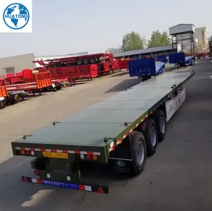 30-80 ton 2 3 4 akslar Flatbed 20ft 40ft 45ft konteyner yarı kamyon römorku veya Flatbed kargo yarı kamyon römorku