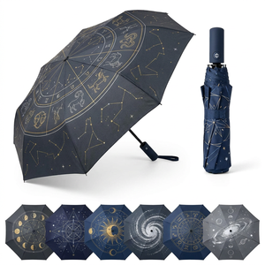 Paraguas Plegable Compacto de 97 cm de Diámetro, Resistente al Viento (18 m/s), Protección Solar y Contra la Lluvia, con Diseño de Constelaciones Vintage, Tela 190T, Personalizable con Logotipo - Product Image 1