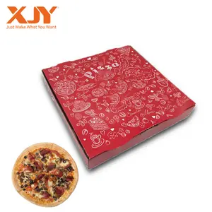 XJY kundendefinierte Form 8 10 12 16 20 24 28 32 Zoll marken-pizza-box aus Wellpappe weiße Pizzaverpackung Papierbox für Lebensmittel