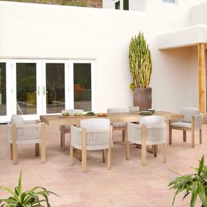 Minimalist <b>Oak</b> Outdoor Extendable Table Wood <b>Frame</b> Garden Patio Furniture - Product Image 3