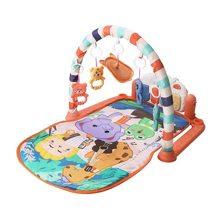Удобный детский приятный на ощупь цветной игровой коврик с животными детский игровой коврик с музыкальным пианино игрушка для новорожденных