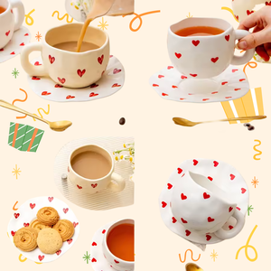 ชุดถ้วยชาพอร์ซเลนสีและขนาดตามสั่ง ลดราคาพิเศษ ถ้วยกาแฟเซรามิกทำมือ ถ้วยนม ถ้วยชาและจานรอง - Product Image 3