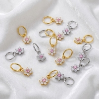 Boucle d'oreille créole en forme de fleur pour cartilage, nouveau design 2026, anneau de piercing nasal, bijoux de piercing corporel en cuivre pour narine