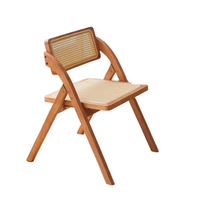 Chaise de salle à manger pliante MULIGNA élégante en rotin et bois massif, chaise K avec dossier en rotin, meuble de salle à manger gain de place pour la maison
