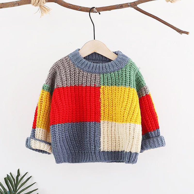 Autumn Winter Baby Girls Sweater Thicken Plus Lace Splice Knitted Sweaters for Girls High Quality Newborn Kids Pullover