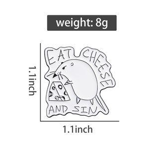 Épingles en émail pour manger du fromage et du péché-Broches personnalisées pour rat et fromage-Badges de revers-Bijoux animaux de dessin animé-Cadeau pour enfants-Amis - Product Image 6