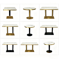 Table de salle à manger ronde, rectangulaire, carrée en acier inoxydable noir pour café, restaurant, mobilier de cafétéria, table de café