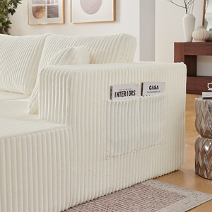 Free Shipping US Warehouse Furniture Modern Minimalist Corduroy <b>Memory</b> <b>Foam</b> Sectional Sleeper <b>Sofa</b> Side Pockets Modular Hotel - Product Image 5