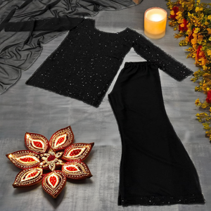 VASTRA COTTAGE Traditional Pure Georgette Embroidered Sequin Work Suit Matching Dupatta Fully Stitched Georgette Plazo Designer - Product Image 2