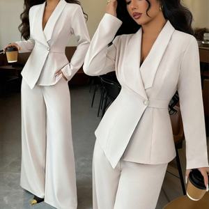 Elegante damesmode, lange mouwen, blazer & broek met rechte pijpen, 2-delige set, Sehe Fashion - Product Image 1