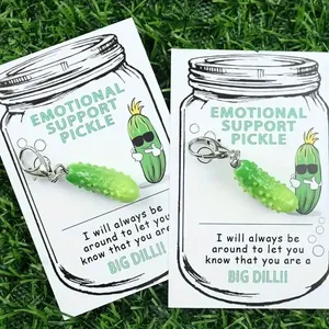 2025 Hot Bán hàng hóa khuyến mãi tình cảm hỗ trợ dưa Keychain vui nhựa dưa chuột quyến rũ với inspirational tin nhắn - Product Image 3