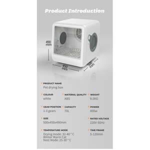 FCJ Pet Dryer camera ABS e strumenti di toelettatura in acciaio inox per gatti rimozione dei peli e pulizia scatola di imballaggio