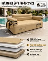 Canapé Gonflable Portable pour Camping en Plein Air, Chambre à Coucher Extérieure, Tissu Oxford 1000D, Pliable, Compact, Rafraîchissant, Inclinable, Gain de Place, OEM