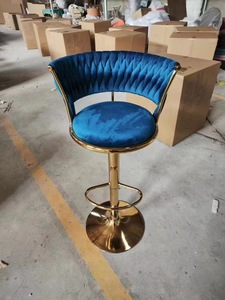 Taburetes de Bar Giratorios Modernos de Lujo Nórdico, de Plástico, Cuero y Terciopelo, con Estructura Metálica, Taburetes Altos <span class=keywords><strong>para</strong></span> Barra de Cocina y Comedor - Product Image 4