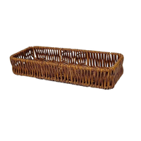 Plateau de rangement rectangulaire en PP imitation rotin tressé à la main, panier de table lavable pour collations, couverts et bonbons de fêtes, direct usine